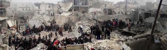 جستجو در میان ویرانه ها برای یافتن بازماندگان بمباران ارتش سوریه