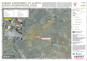 تقييم الدمار في حلب. المصدر: برنامج تطبيقات الأقمار الصناعية التشغيلية (UNOSAT) التابع لمعهد الأمم المتحدة للتدريب والبحث (Unitar).